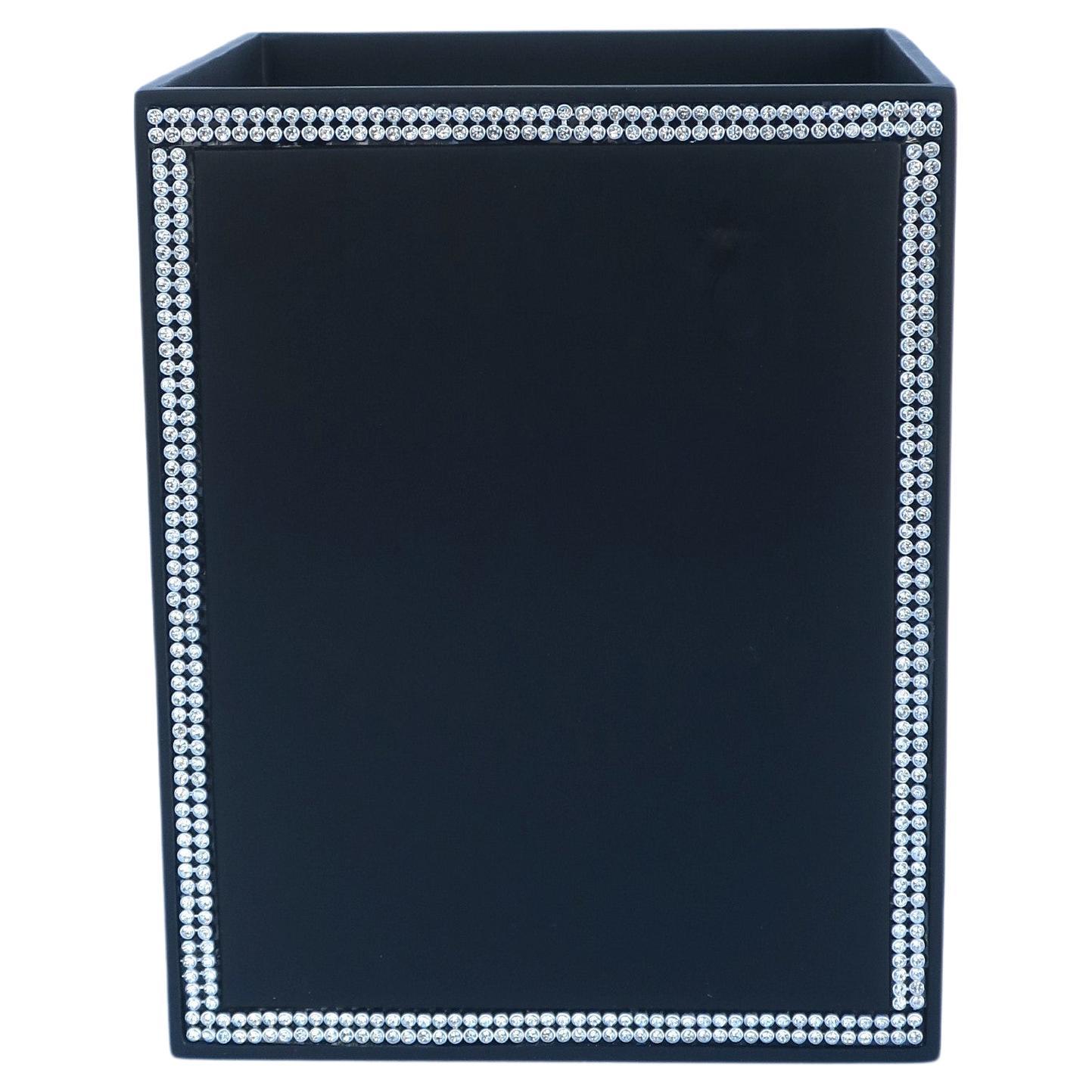 Corbeille à papier noire avec design en faux diamant en vente