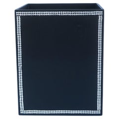 Used Black Wastebasket Trash Can with Faux Diamond Design