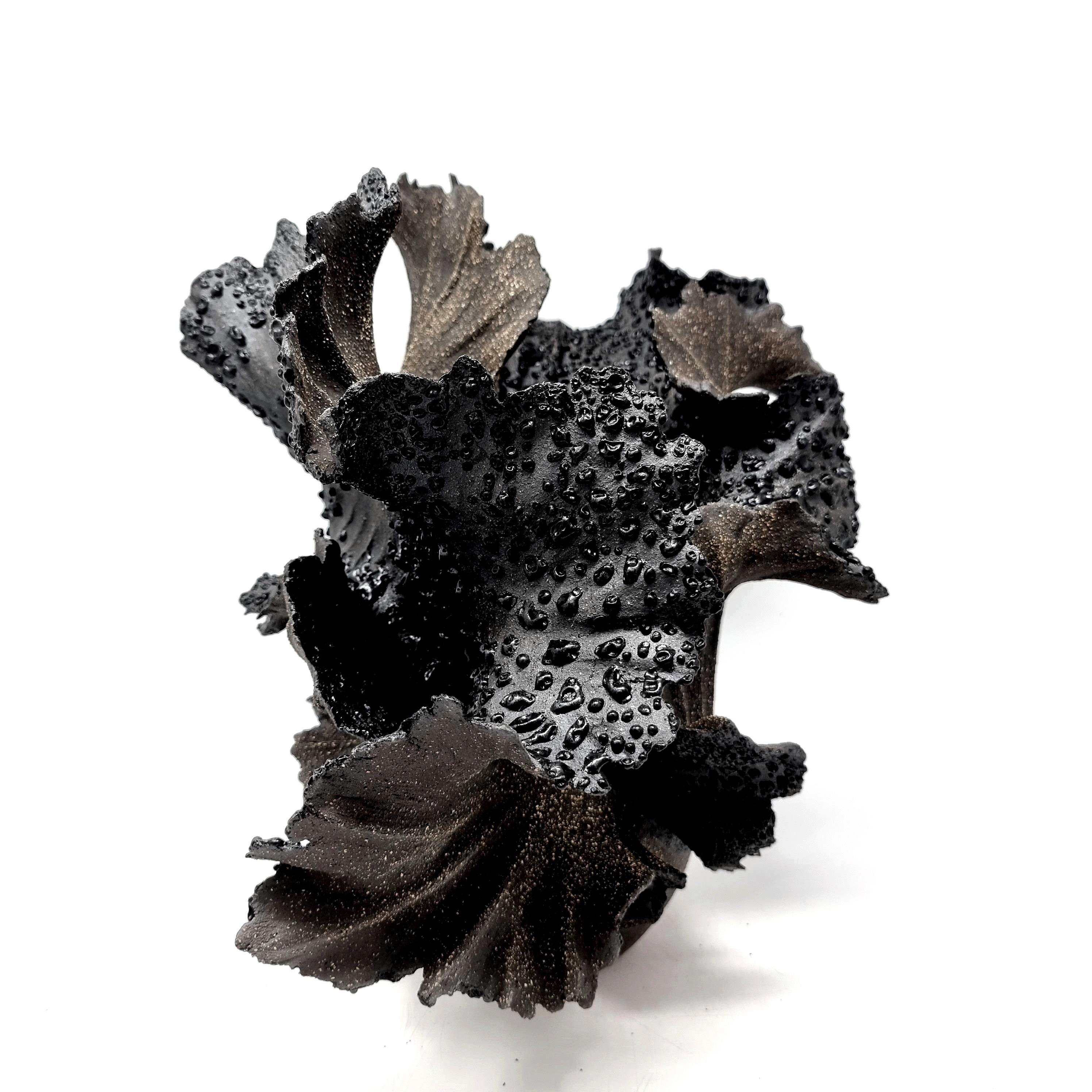 Contemporary Black Wave Stoneware  Sculpture // 199