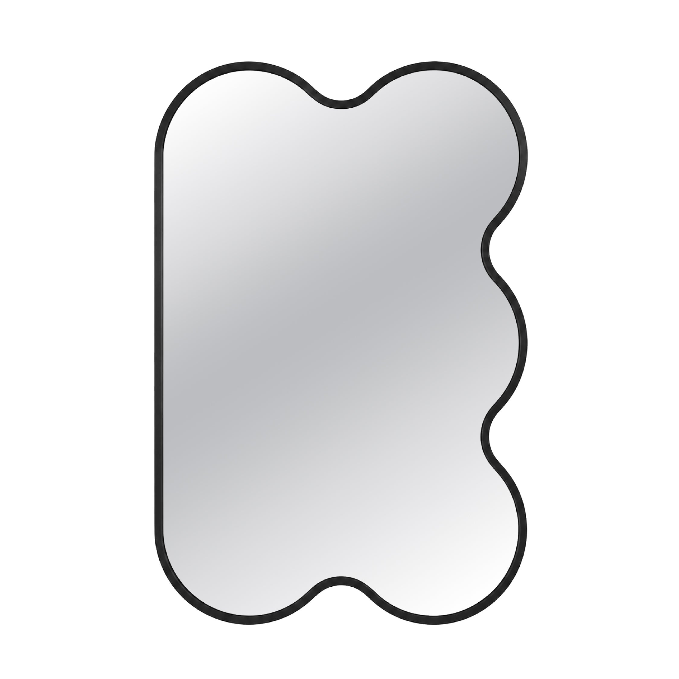 Black Wavy Small Mirror, Wall Asymmetrical Hvyli Q5 Mirror by oitoproducts