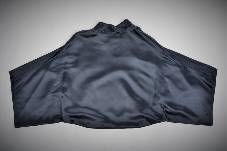 Women's Black Waxed Satin Trapèze Bolero & Skirt by Vatan Couture France Circa 1960 For Sale