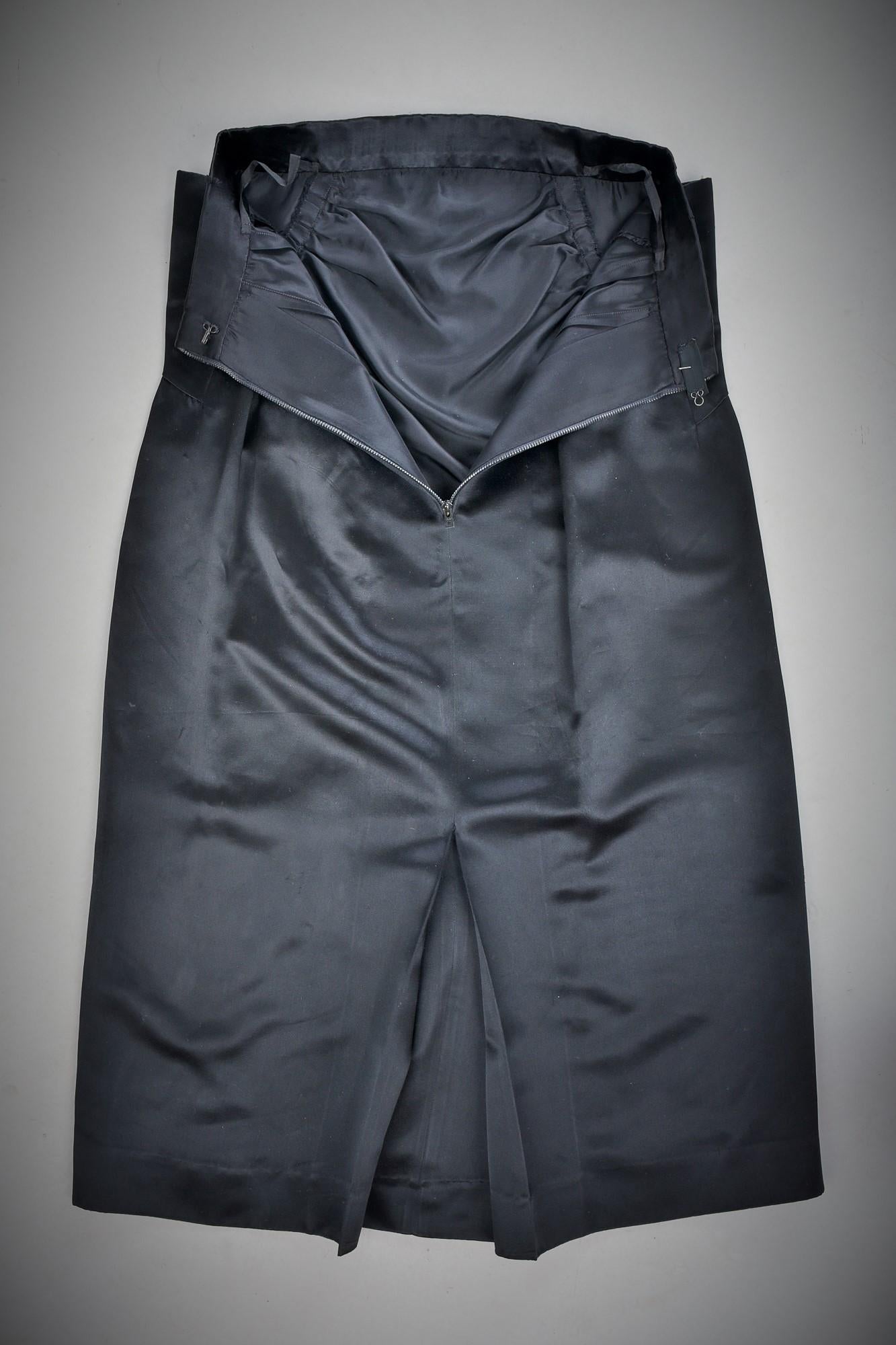 Black Waxed Satin Trapèze Bolero & Skirt by Vatan Couture France Circa 1960 1