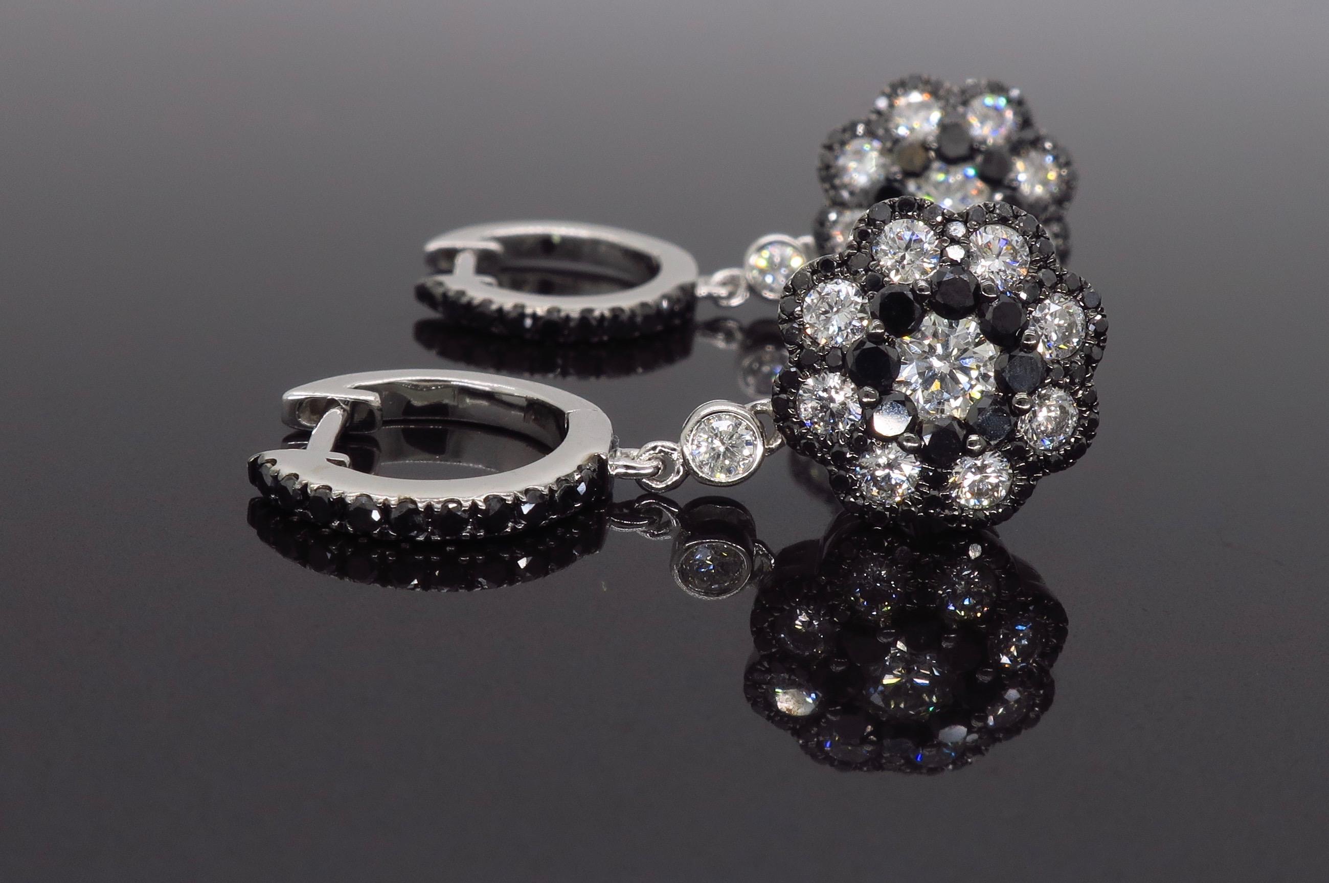 Black and White 2.21 Carat Diamond Drop Earrings 1