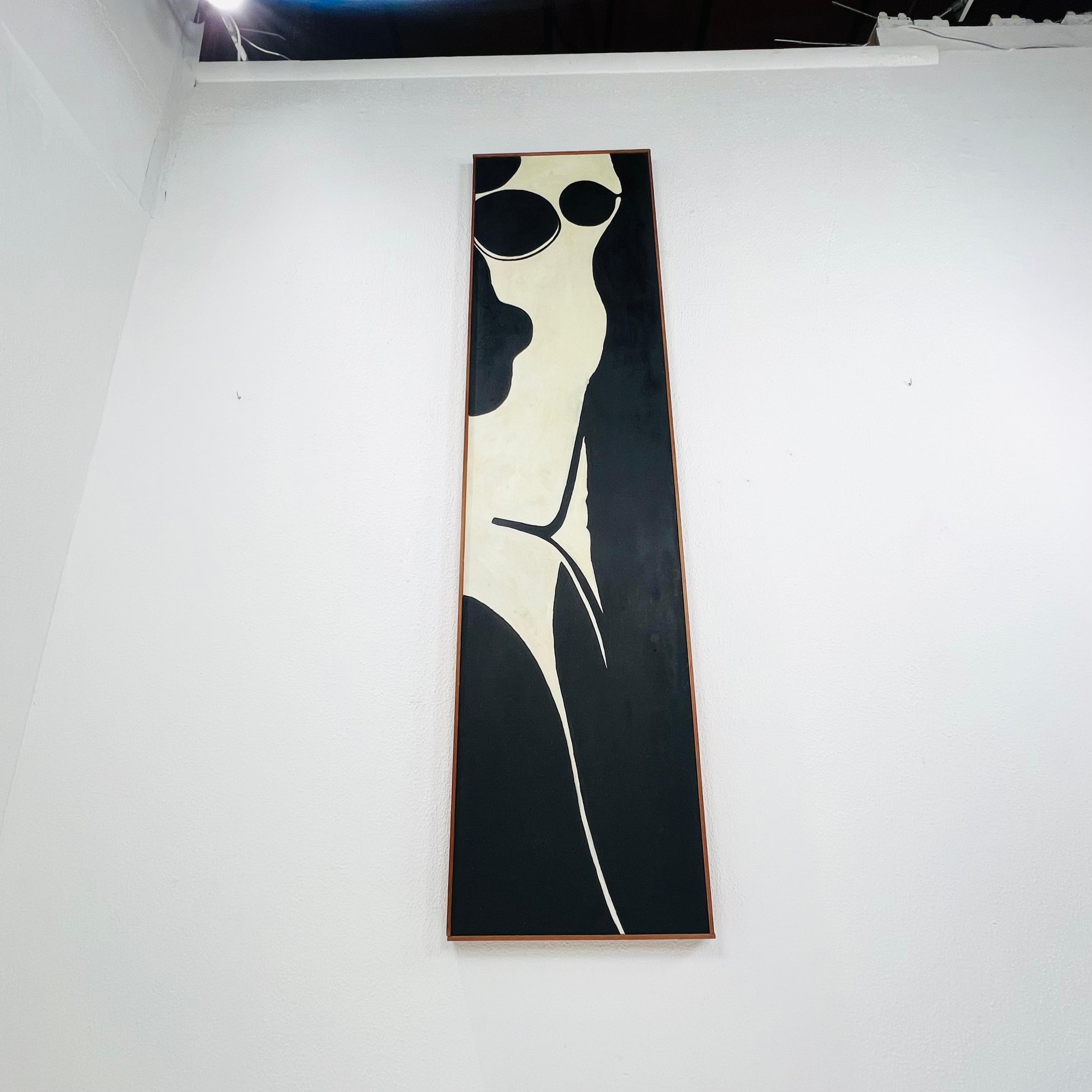 Black & White Abstract Nude Mid Century Painting In Good Condition In Dallas, TX