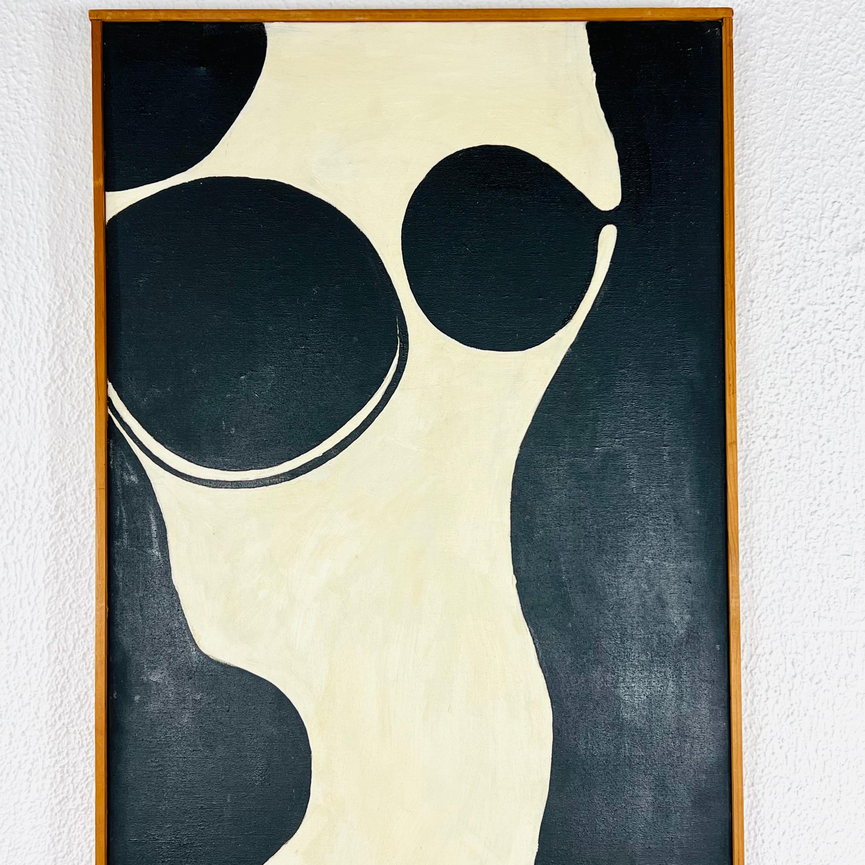 Canvas Black & White Abstract Nude Mid Century Painting