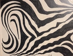 Abstraktes Gemälde, Schwarz-Weiß, 1950er-Jahre