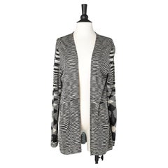 Black & white abstract pattern knit rayon cardigan Missoni
