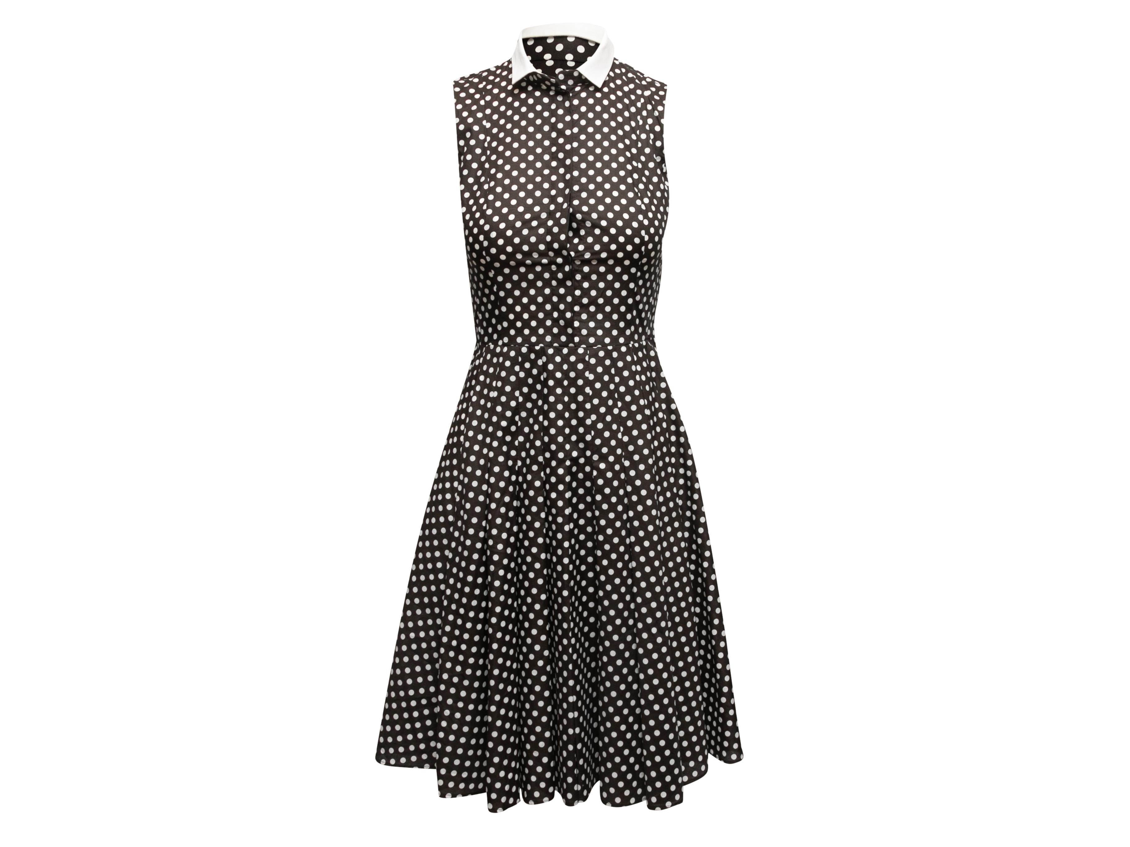 Women's Black & White Akris Polka Dot A-Line Dress Size US 4 For Sale
