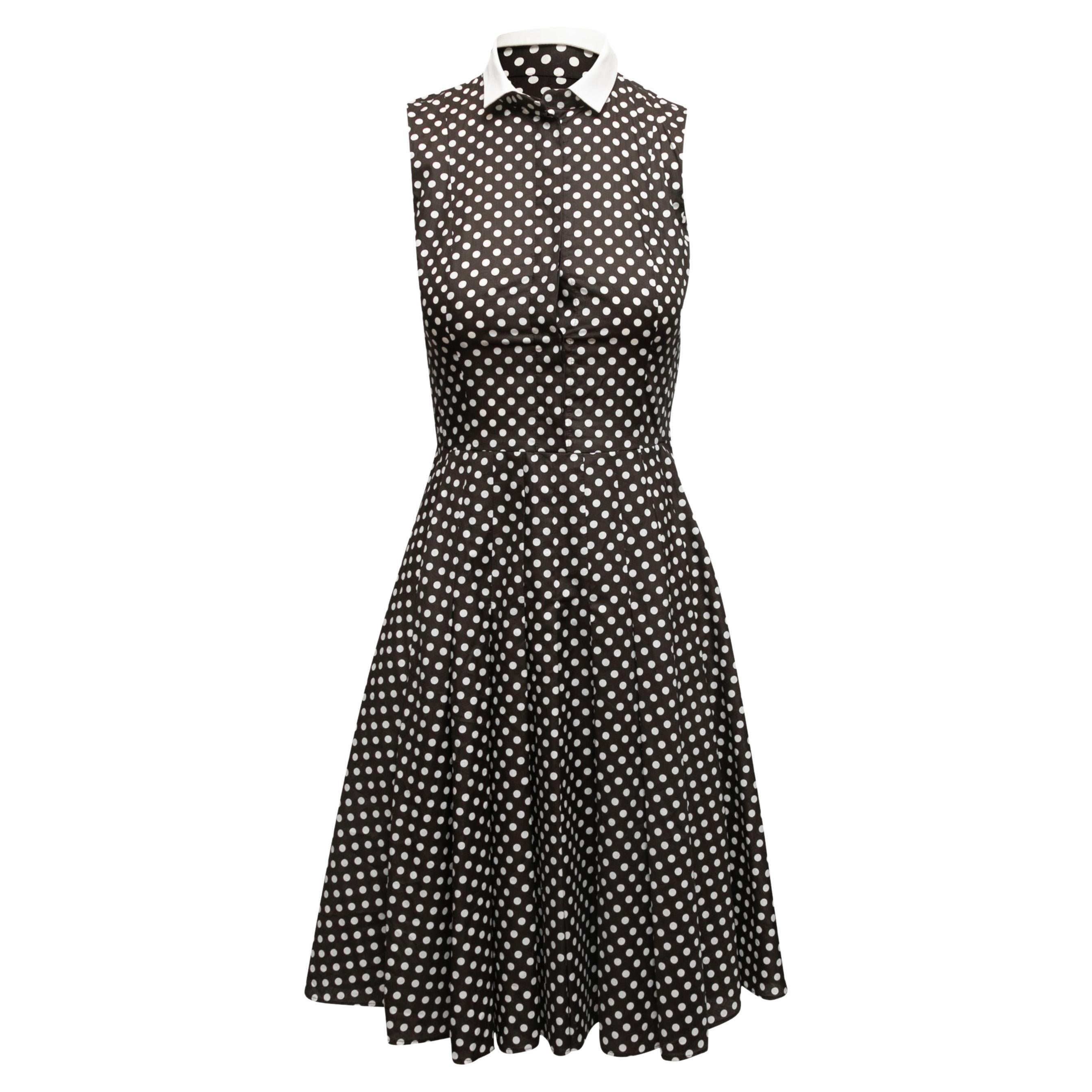 Black & White Akris Polka Dot A-Line Dress Size US 4 For Sale