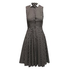 Black & White Akris Polka Dot A-Line Dress Size US 4