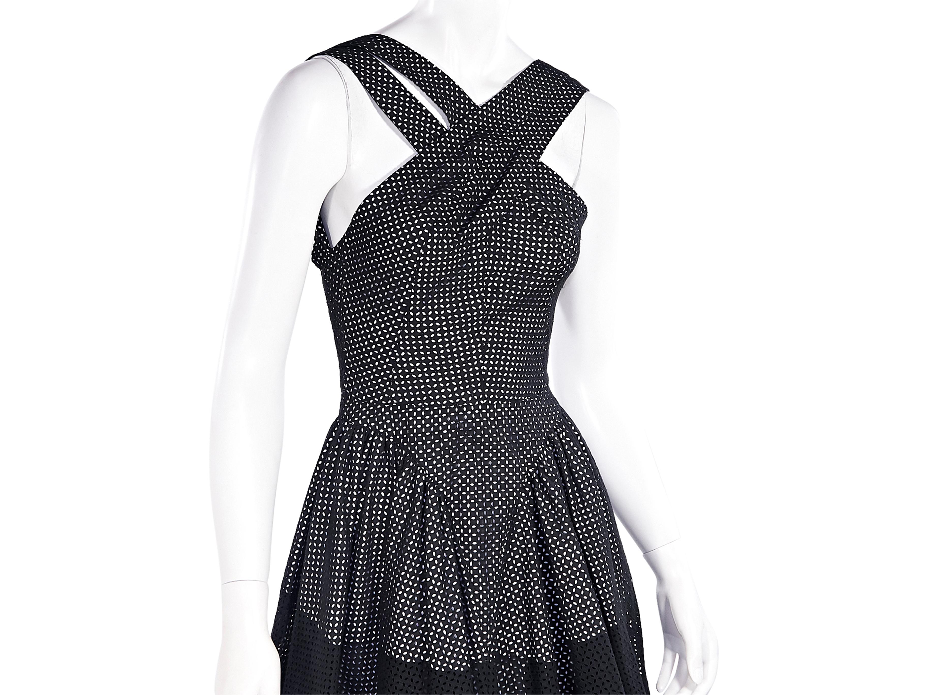 Women's Black & White Alaia Eyelet Cotton Fit-and-Flare Dress