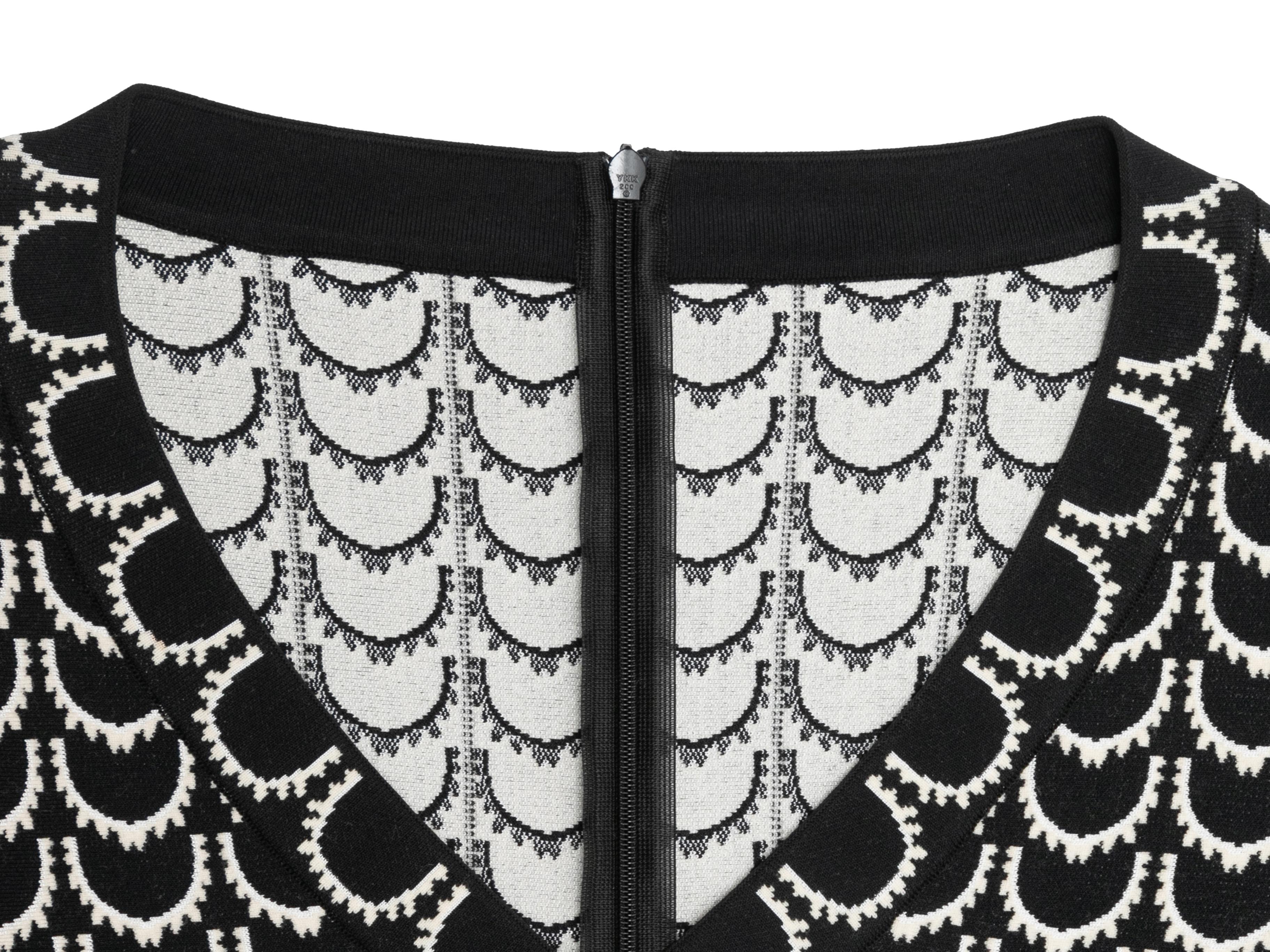 Black & White Alaia Knit Patterned Dress Size EU 40 For Sale 2