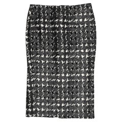 Black & White Alexander McQueen Fall/Winter 2009 Silk Houndstooth Skirt Size IT