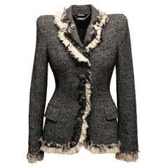 Giacca in lana Alexander McQueen Pre-Fall 2010 in bianco e nero taglia IT 42