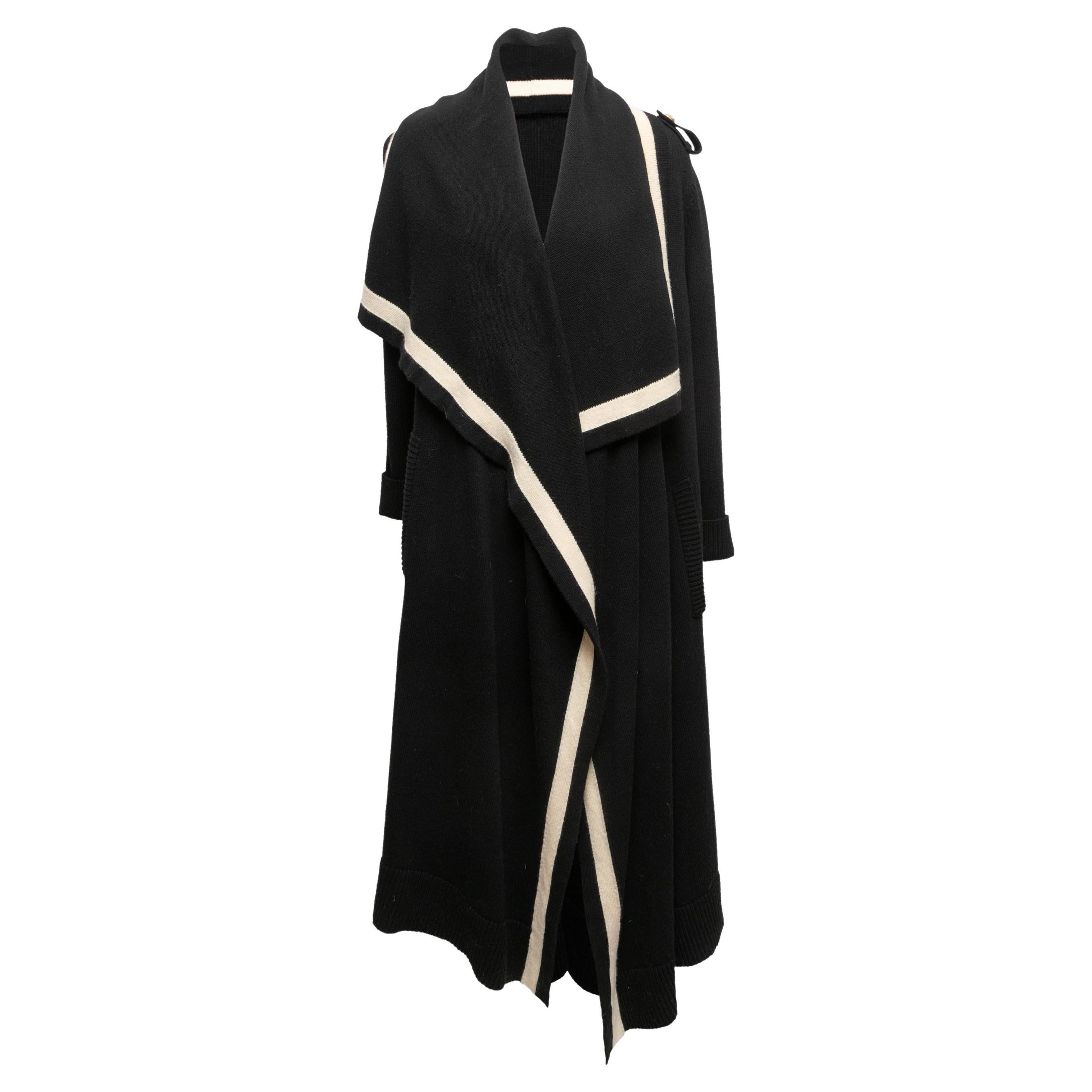 Black & White Alexander McQueen Wool Longline Cardigan Size US M For Sale