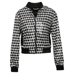 Black & White Alice + Olivia Sequined Houndstooth Jacket Size US S