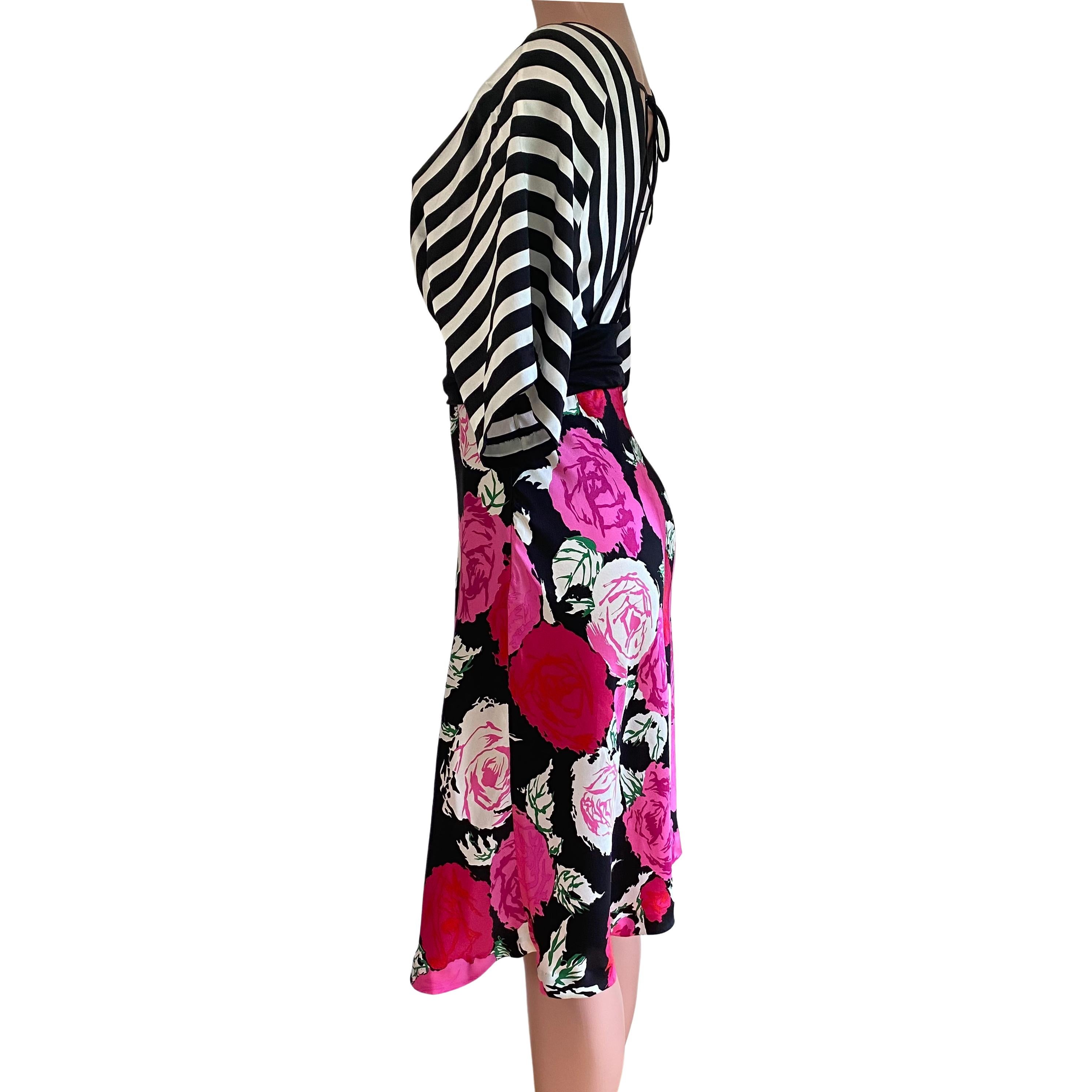 Women's FLORA KUNG Double Plunge V Entrance Maker Silk Kimono Rose Dress NWT For Sale