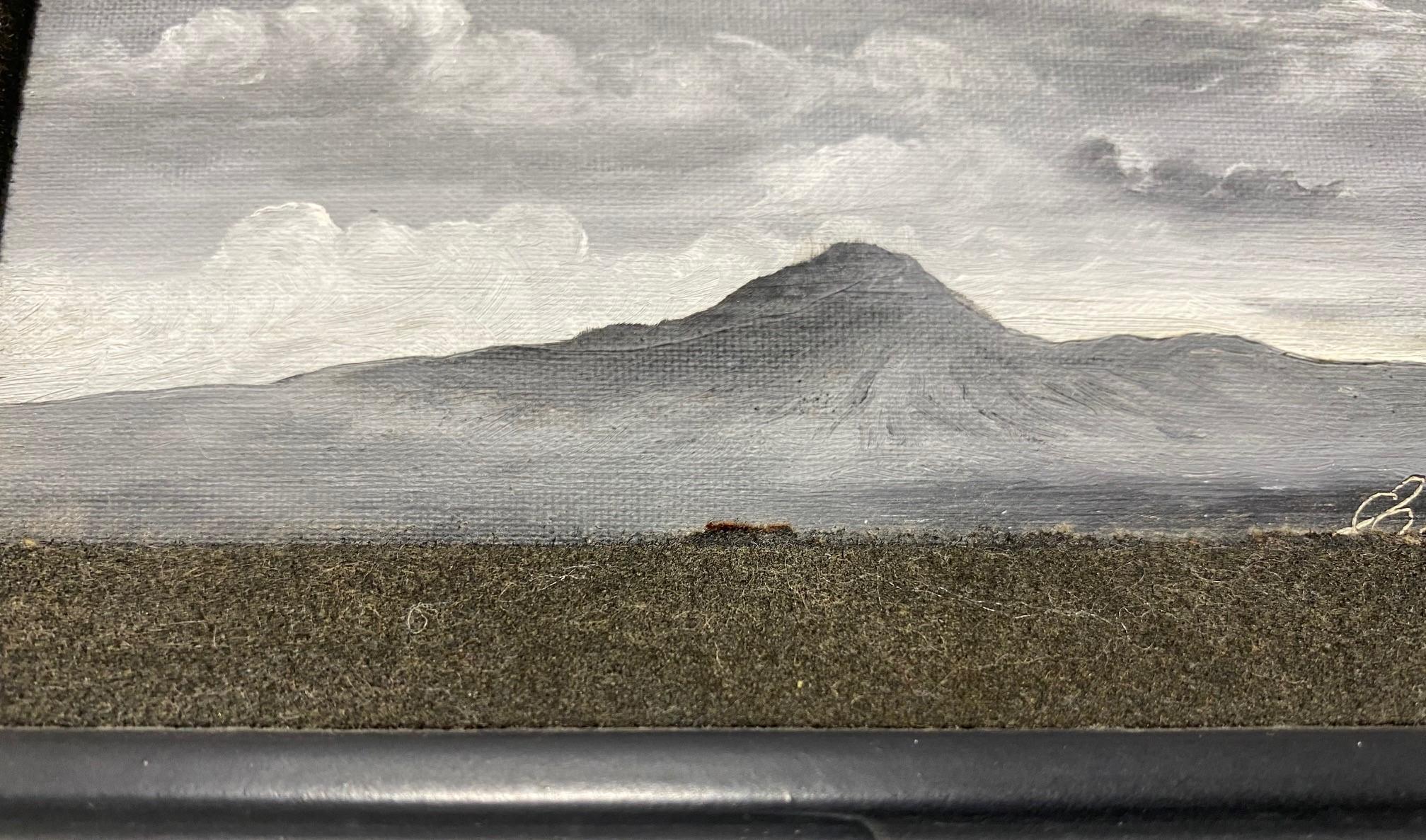 Peinture à l'huile signée Edwin H House, paysage de montagnes du désert en noir et blanc de l'Arizona Bon état - En vente à Studio City, CA