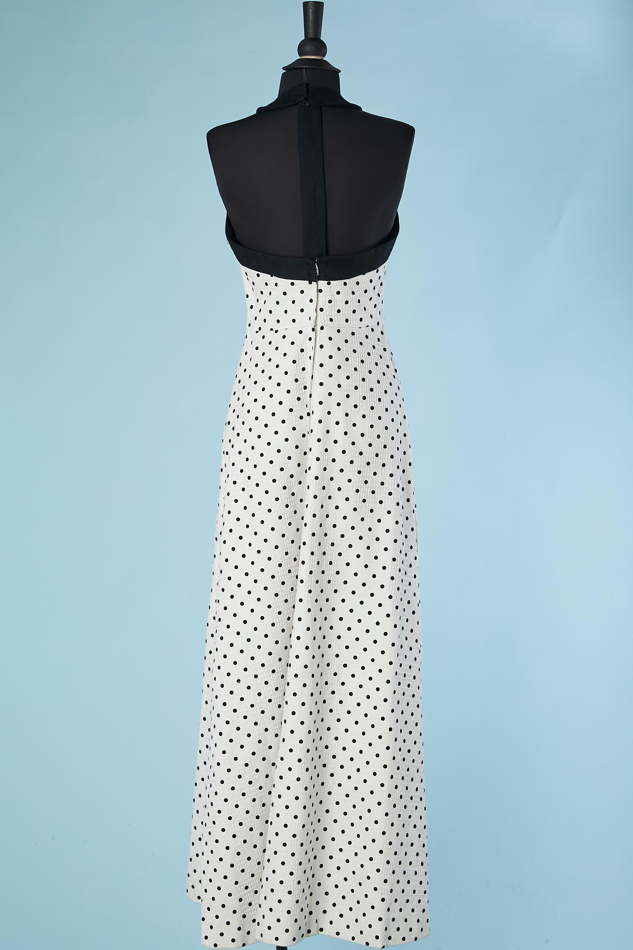 Women's Black & white backless polka-dots evening dress Roger Milot for Fred Perlberq For Sale