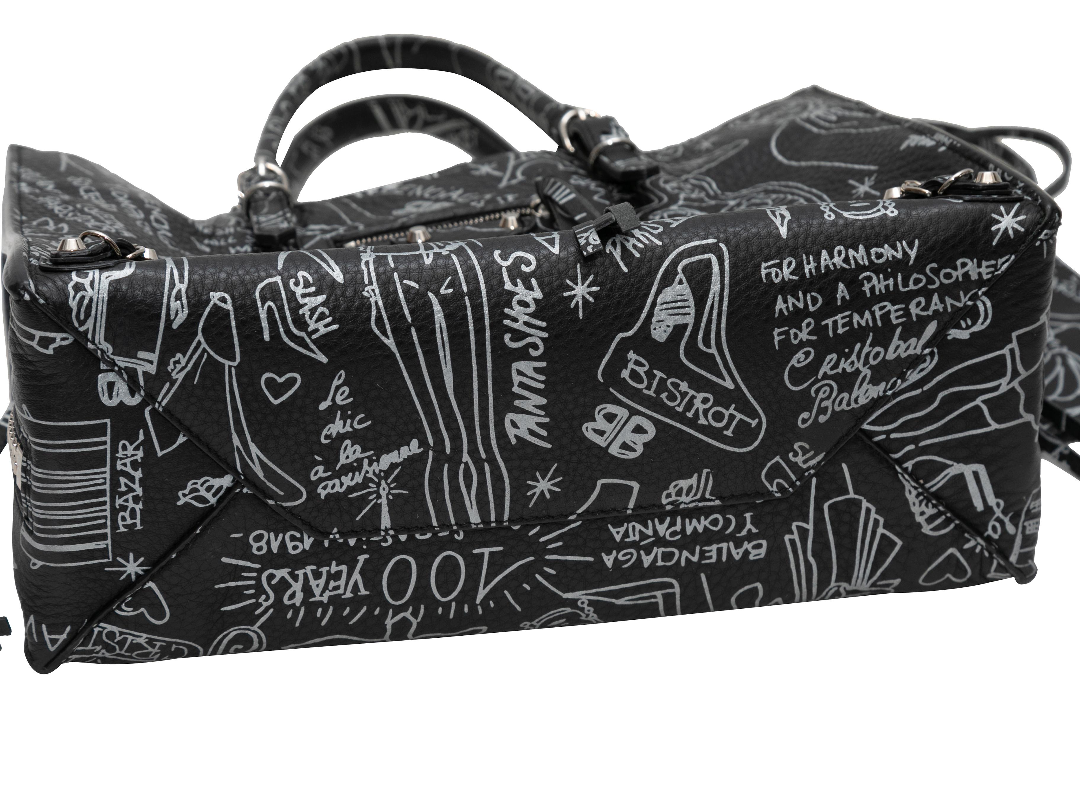 Black & White Balenciaga Small Graffiti Tote For Sale 3