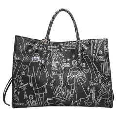Black & White Balenciaga Small Graffiti Tote