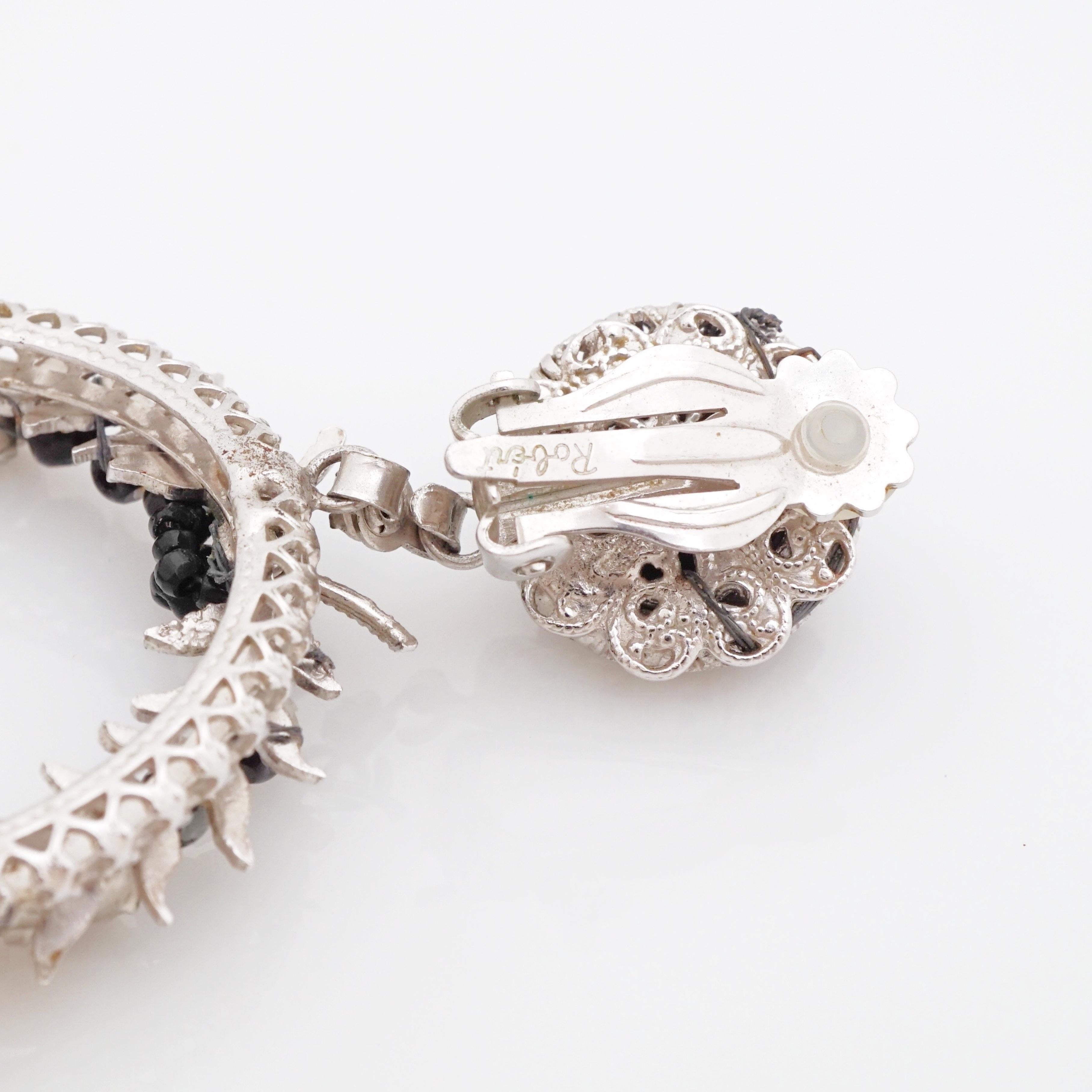 Schwarz-weiße Perlenohrringe von Original By Robért, 1950er Jahre Damen im Angebot