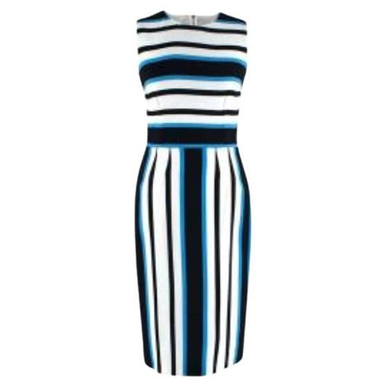 Dolce & Gabbana Blue White Striped Silk Stretch Shift Dress main image 1