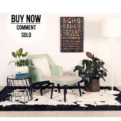 Black &White Bold Graphic customizable Buenos Aires Cowhide Area Floor Rug Small