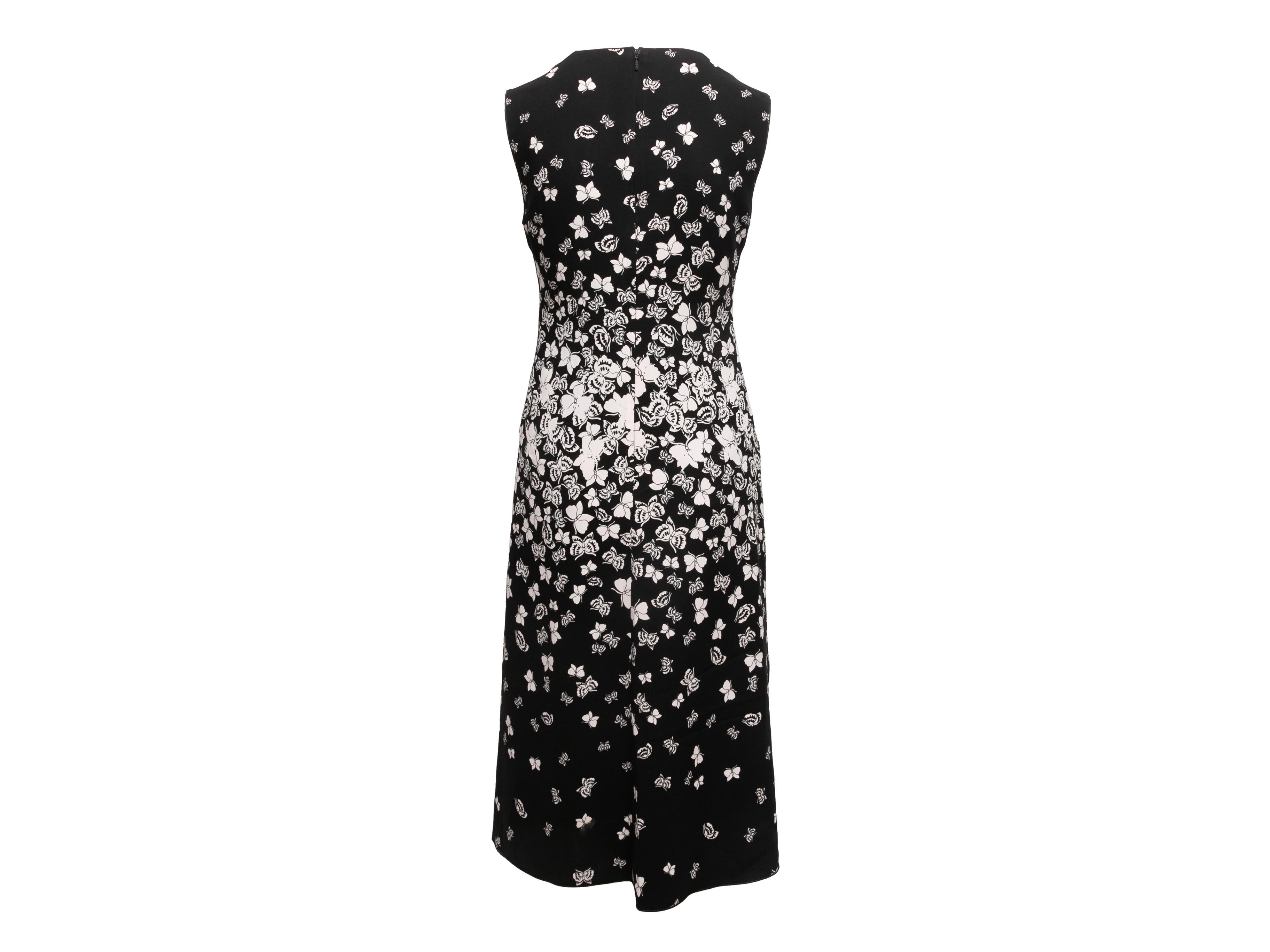 Black & White Bottega Veneta Butterfly Print Dress Size EU 42 In Good Condition For Sale In New York, NY