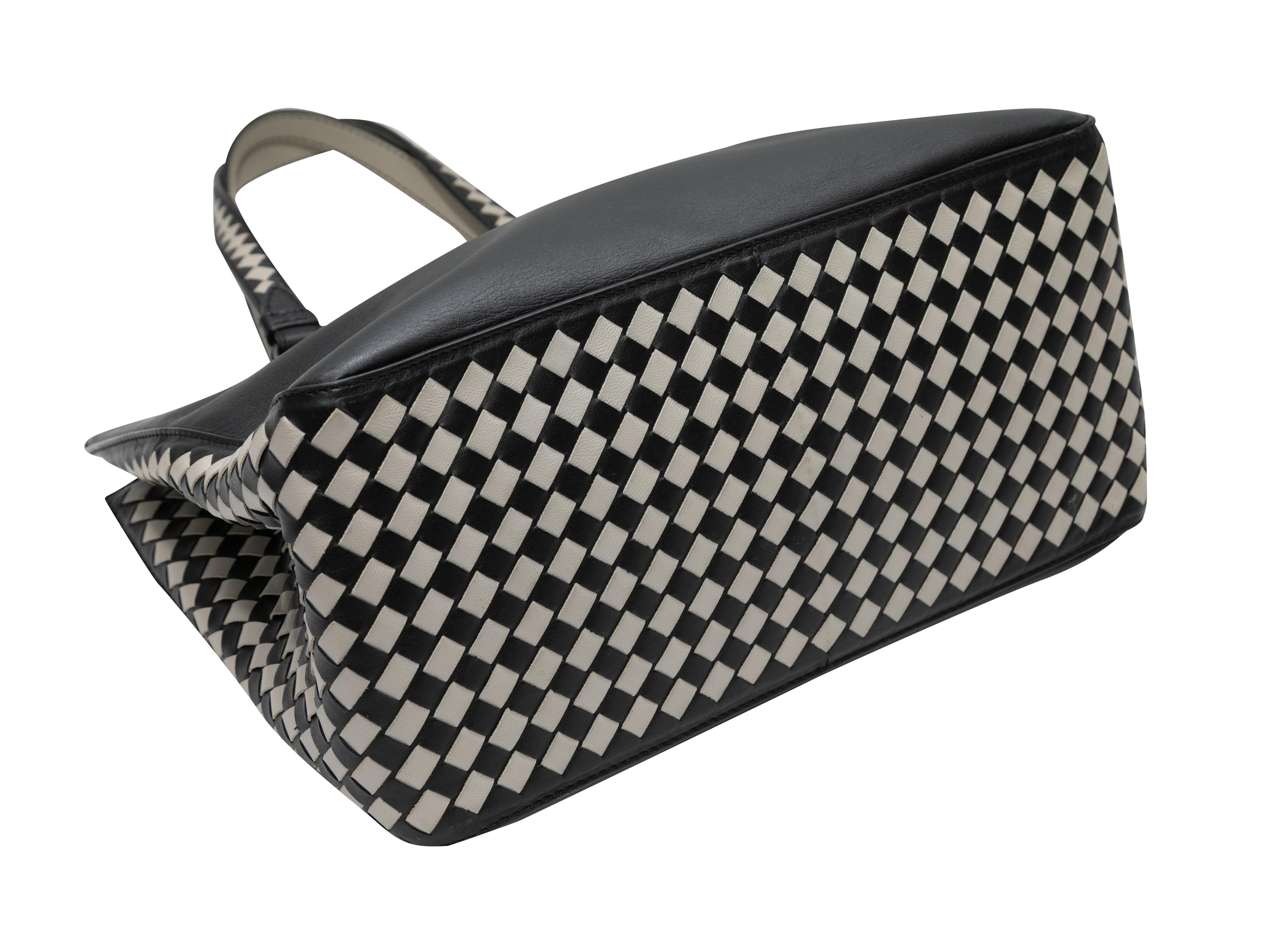 Women's Black & White Bottega Veneta Intrecciato & Leather Tote Bag For Sale