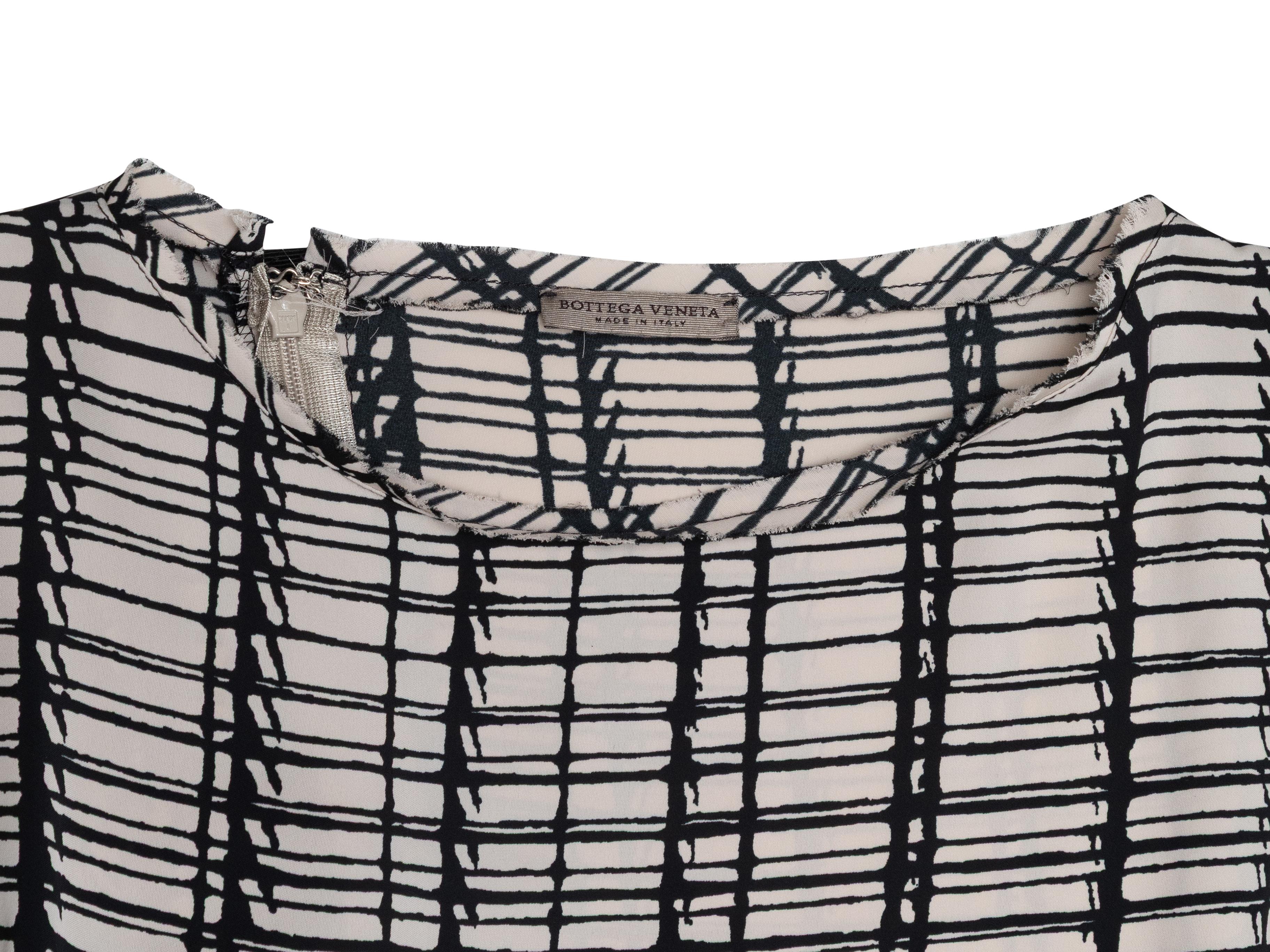 Women's Black & White Bottega Veneta Silk Printed Dress Size IT 40 For Sale