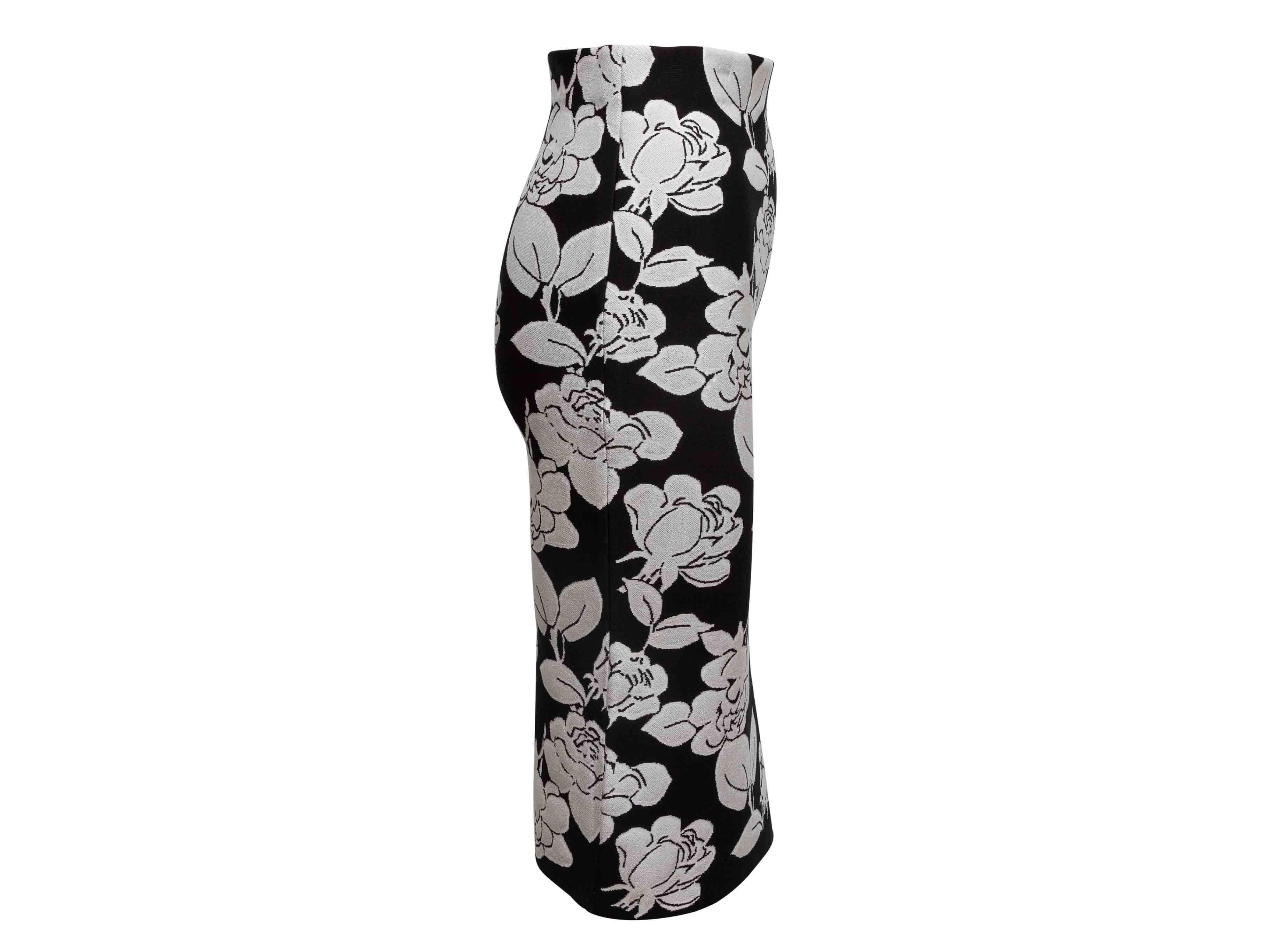 Conjunto de Rebeca y Falda Floral Carolina Herrera Negra y Blanca Talla US S en venta 6