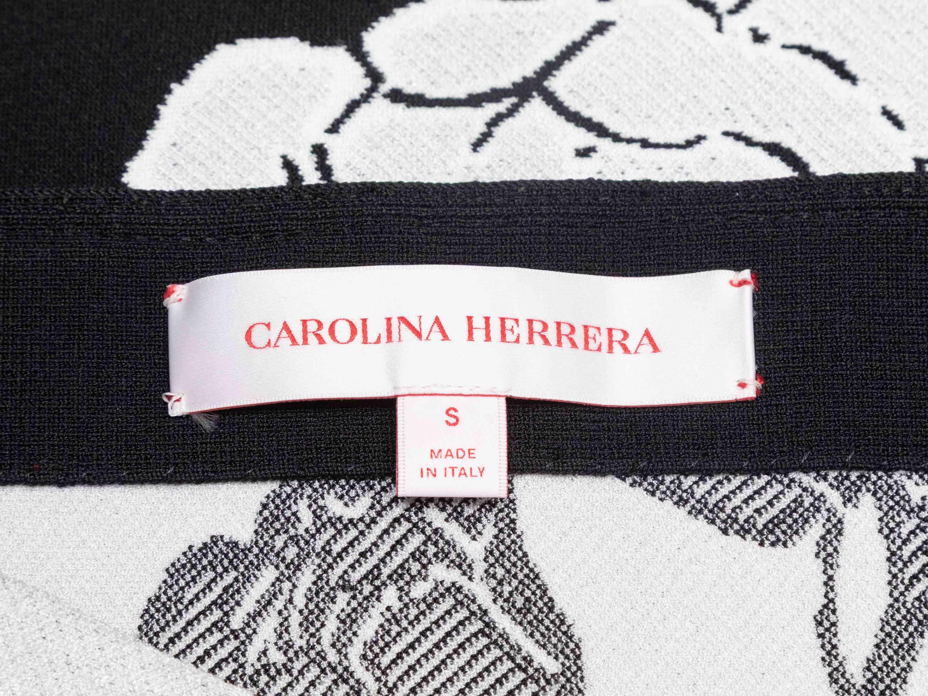 Conjunto de Rebeca y Falda Floral Carolina Herrera Negra y Blanca Talla US S en venta 8