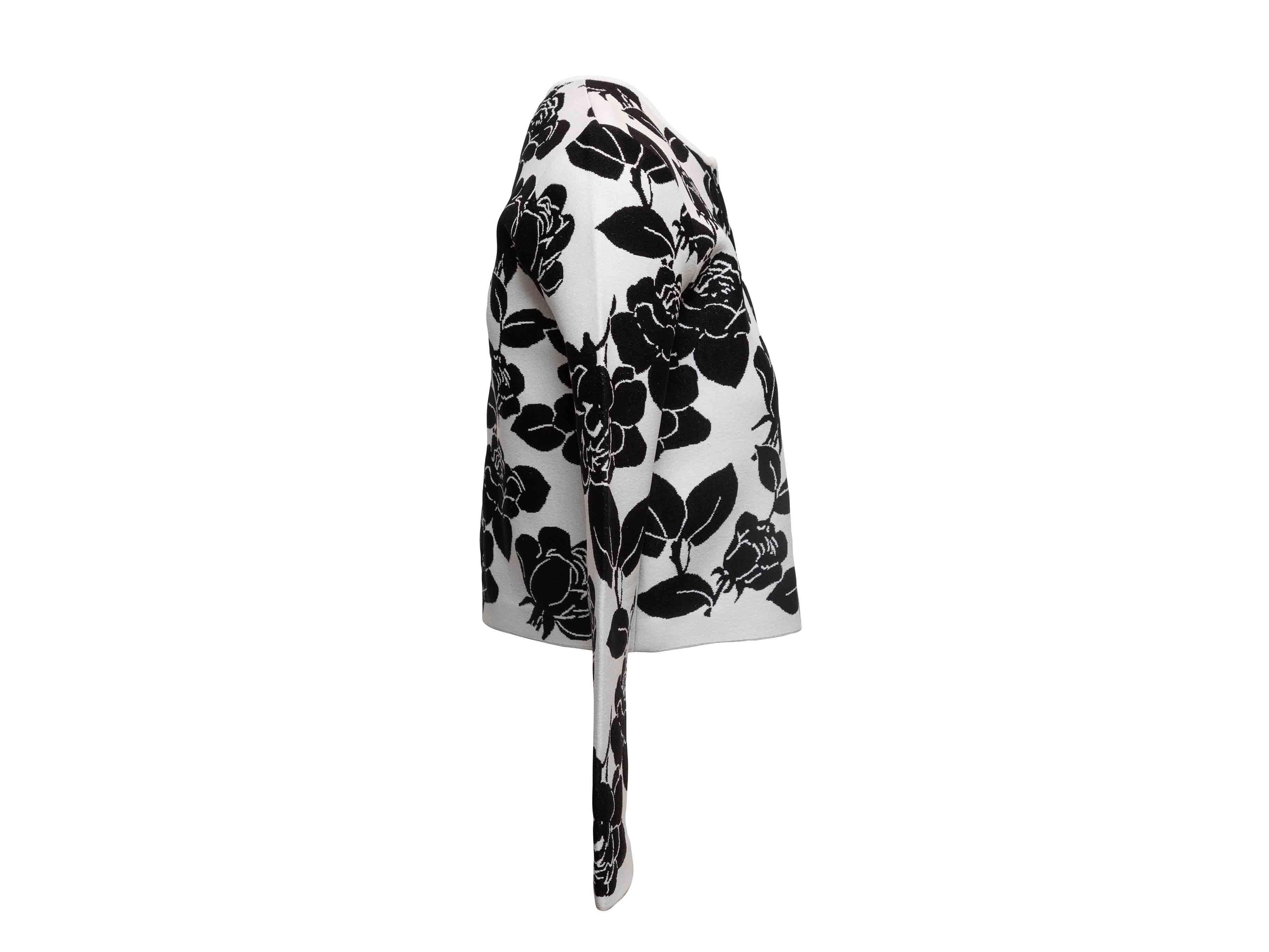 Conjunto de Rebeca y Falda Floral Carolina Herrera Negra y Blanca Talla US S en venta 3