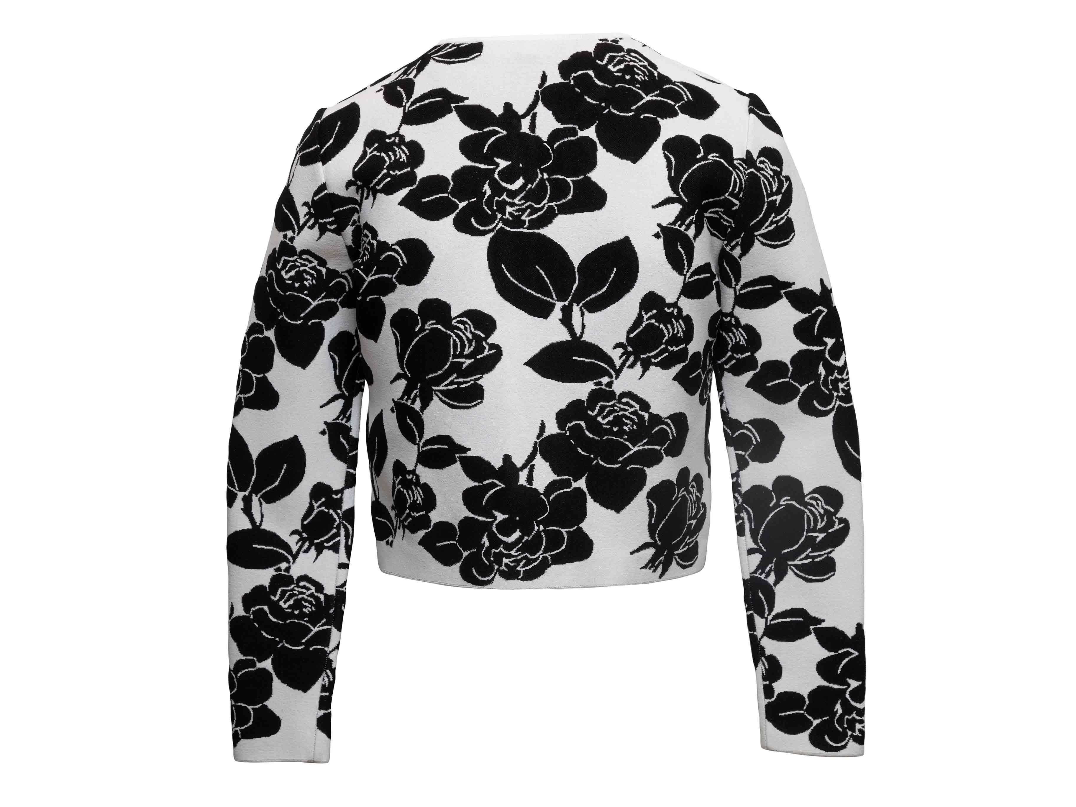 Conjunto de Rebeca y Falda Floral Carolina Herrera Negra y Blanca Talla US S en venta 4