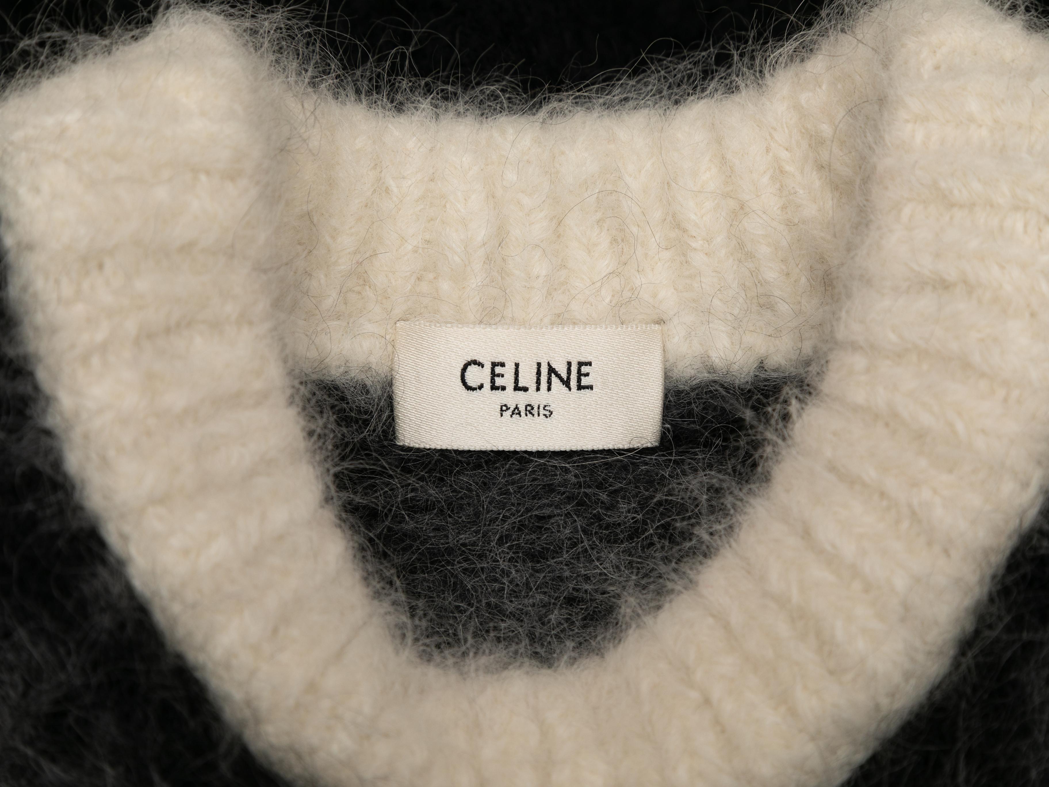 Pull en laine et alpaga noir et blanc de Celine Taille US XS Pour femmes en vente