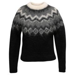 Black & White Celine Alpaca & Wool-Blend Fair Isle Sweater Size US XS