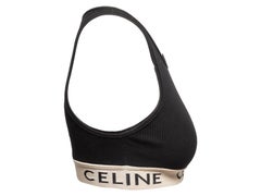 Schwarz-weißes Celine Cropped-BH-Oberteil Größe US S