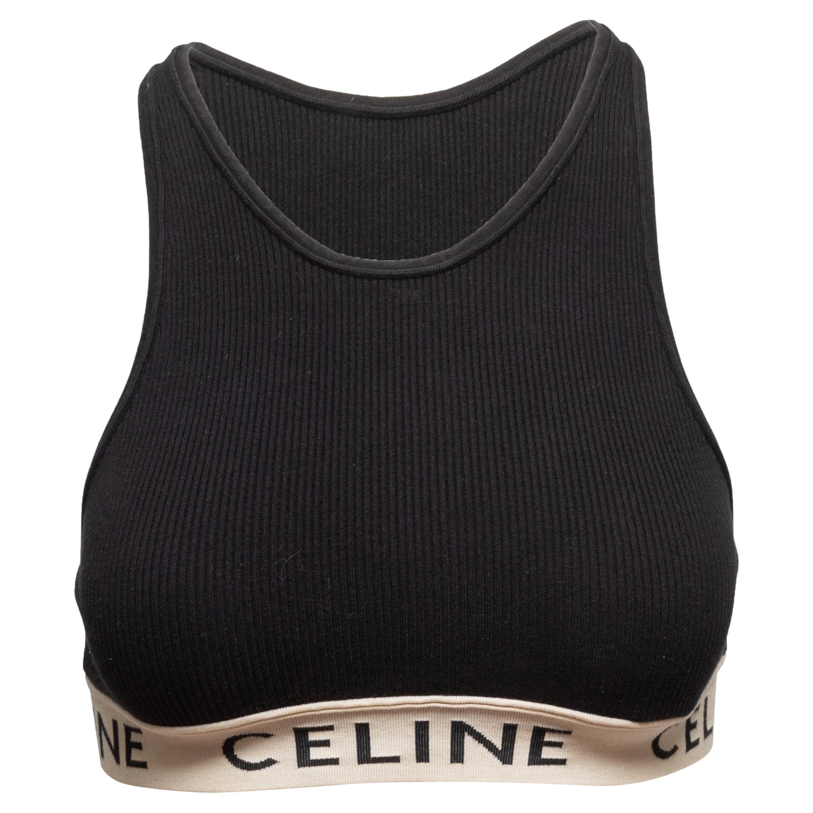 Schwarz-weißes Celine Cropped-BH-Oberteil Größe US S