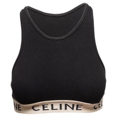 Top con reggiseno cropped Celine in bianco e nero taglia S.S. White