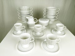 Grey & white ceramic 1960s coffee & tea service by Wirkkala for Rosenthal
