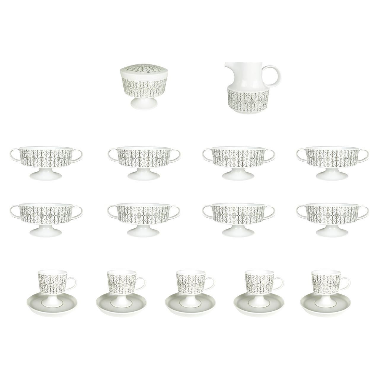 servizio da caffè e tè in ceramica bianca e nera degli anni '60 di Wirkkala per Rosenthal in vendita