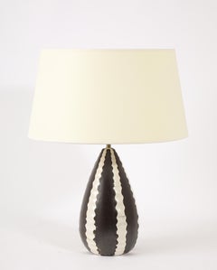 Lampada in ceramica bianca e nera, Francia, anni '50
