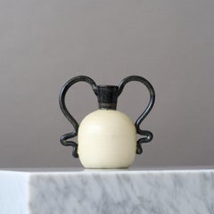 Black & White Ceramic Vase by Eva Jancke Bjork for Bo Fajans, Sweden, 1940s.