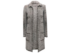 Black & White Chanel Boucle Collared Coat Size FR 36