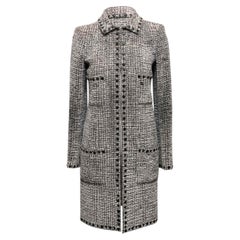 Black & White Chanel Boucle Collared Coat Size FR 36