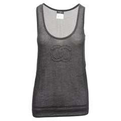 Black & White Chanel CC Knit Tank Top