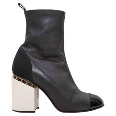 Black & White Chanel Color Block Ankle Boots Size 39C