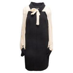 Black & White Chanel Cotton & Silk Long Sleeve Dress Size FR 44