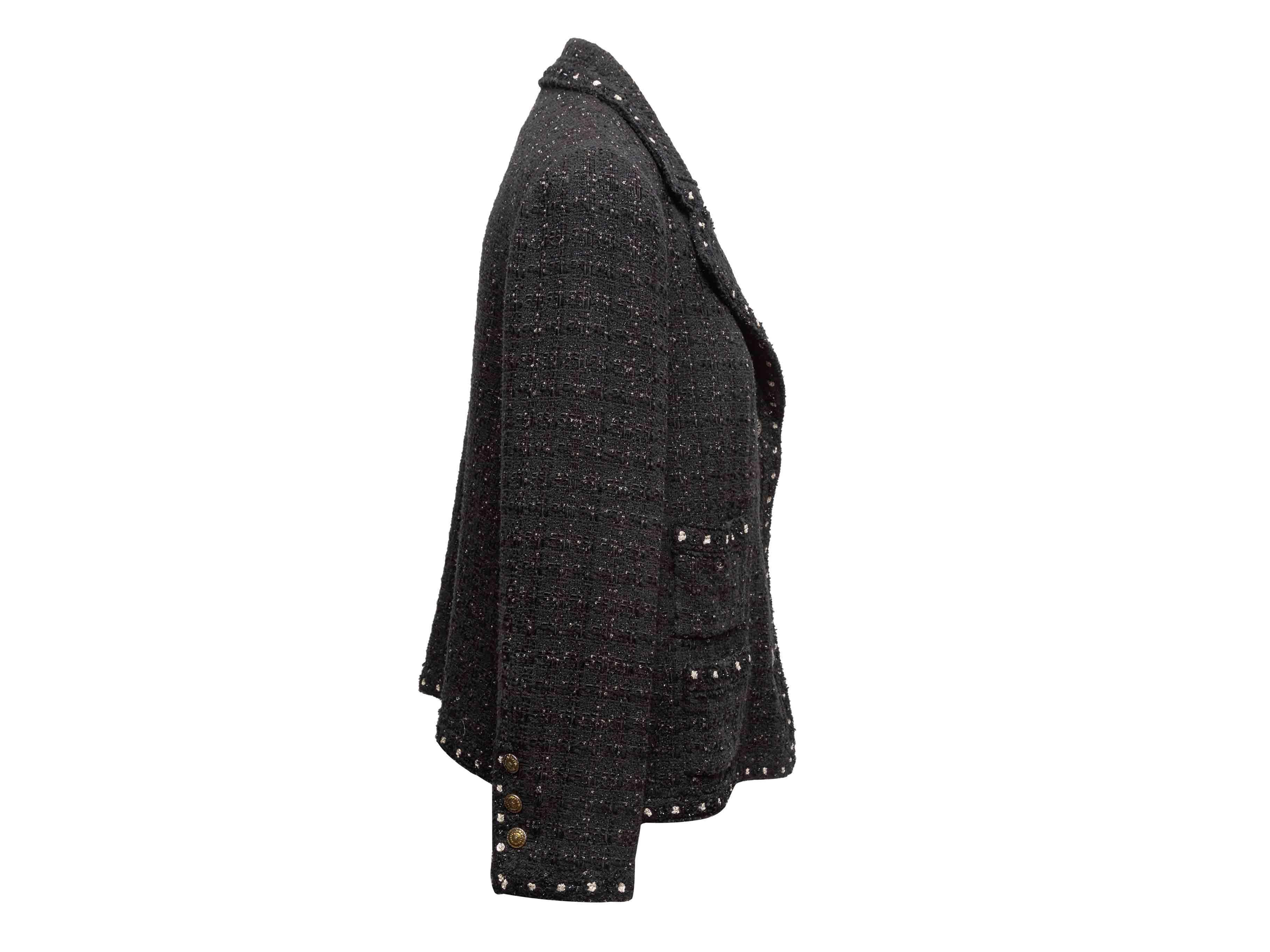 Donna Giacca Chanel in cotone e tweed in bianco e nero taglia FR 44 in vendita